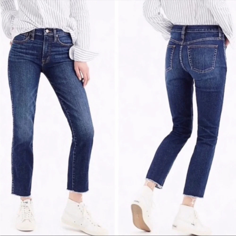 J. Crew Mayville Wash High Rise Raw Hem Vintage Straight Jeans Size 27